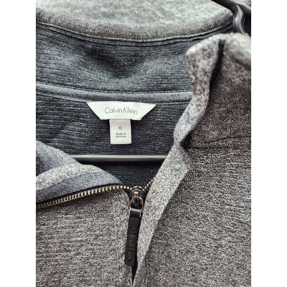 Calvin Klein Mens XL Quarter-Zip Pullover Sweater Gray Cotton Blend - Picture 3 of 5